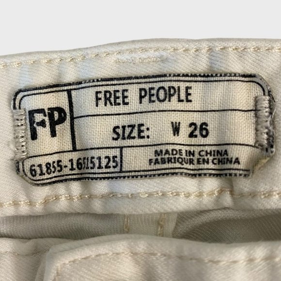 Free People Mid-Rise Skinny Jean Womens 26 White Denim Stretch Ripped Distressed - Picture 9 of 10